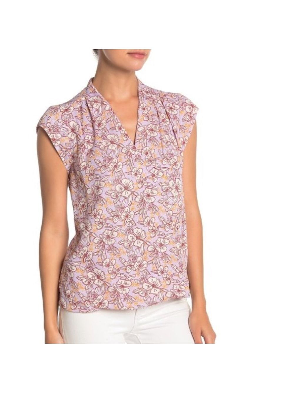 Halogen Surplice Cap Sleeve Blouse